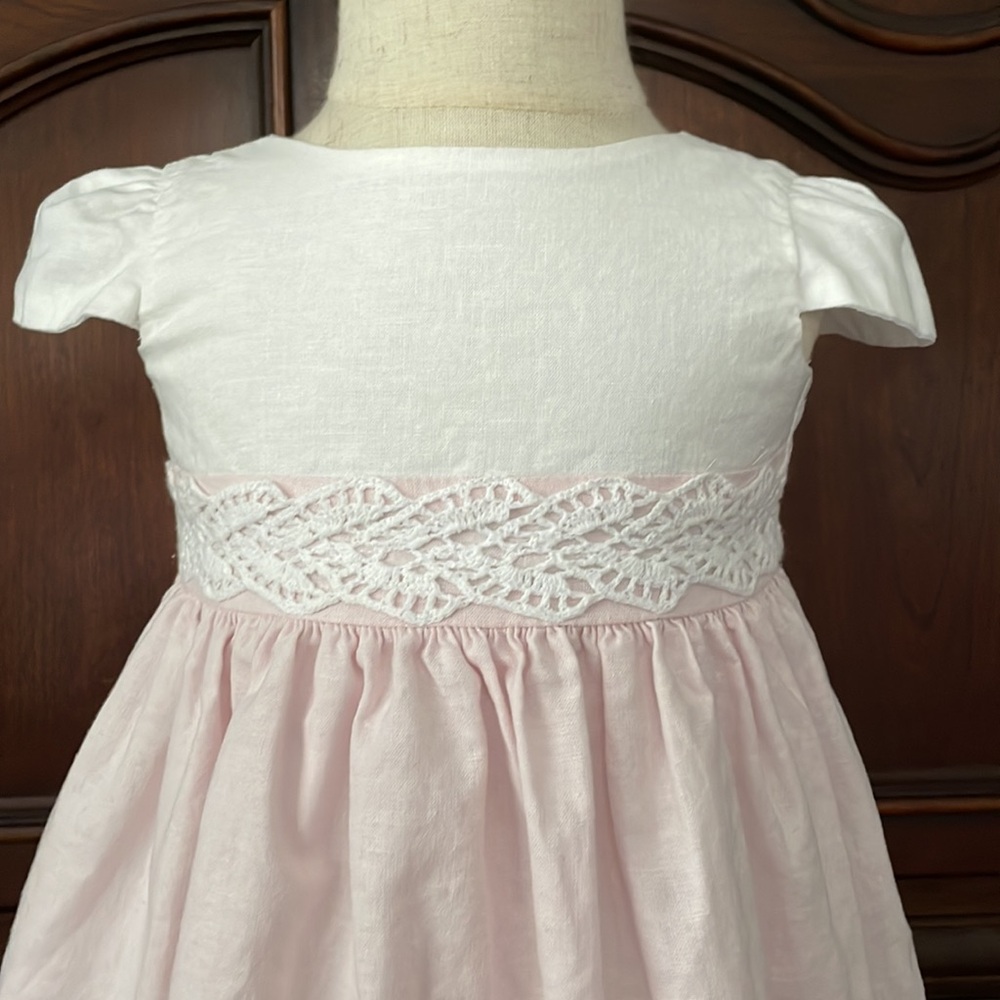Southern Boutique Pink Linen Easter Portrait Dress Bloomer Set 18M Church - Picture 3 of 8